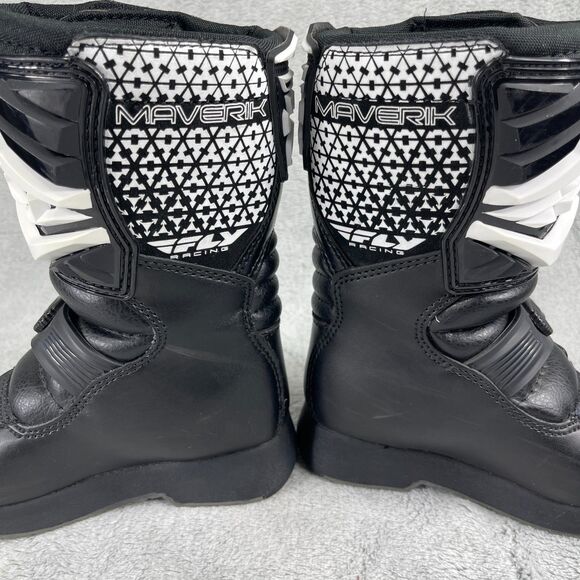 Fly Racing Maverik LT Kids Boots US 11 Black White Adjustable Motorcycle Boots - Picture 8 of 13
